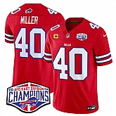 Men's Buffalo Bills #40 Von Miller Red F.U.S.E. 2024 AFC East Division Champions With 4-Star C Ptach Vapor Limited Stitched Jersey